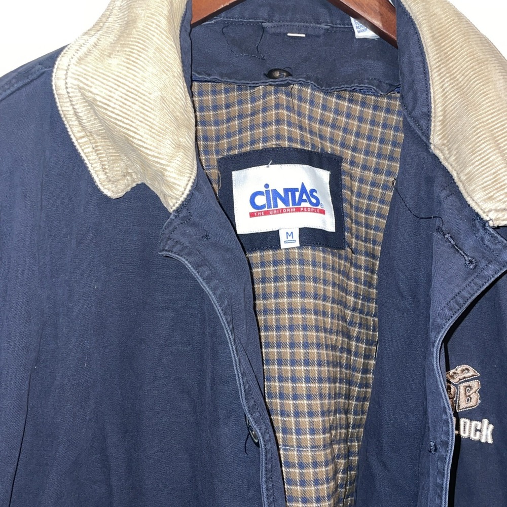 CiNTAS the‎ Uniform People Navy Canvas Lined (Removable) Jacket Medium w Logo